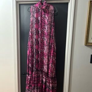 Women’s Pink Snake-Print Maxi Dress